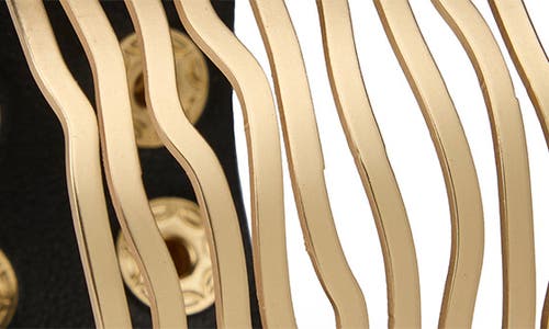 Saachi Wavy Caged Leather Bracelet In Black