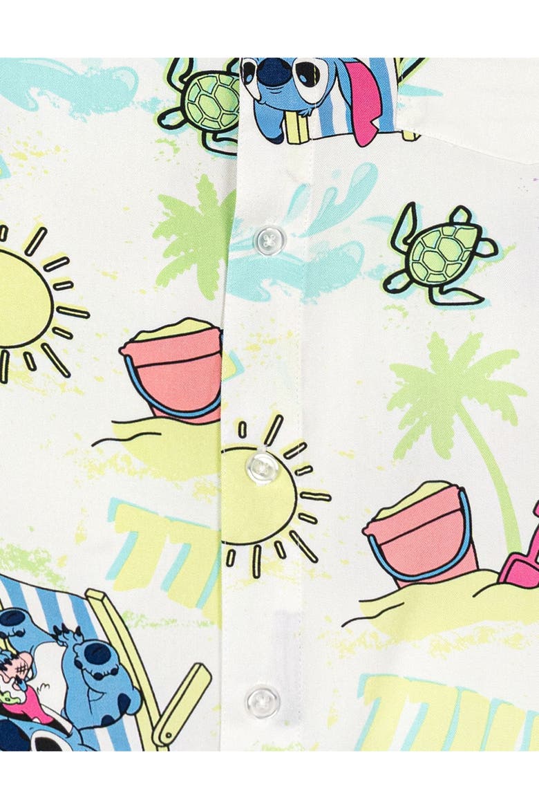 Lilo & Stitch Hawaiian Button-Down Shirt, Alternate, color, White Beach Stitch