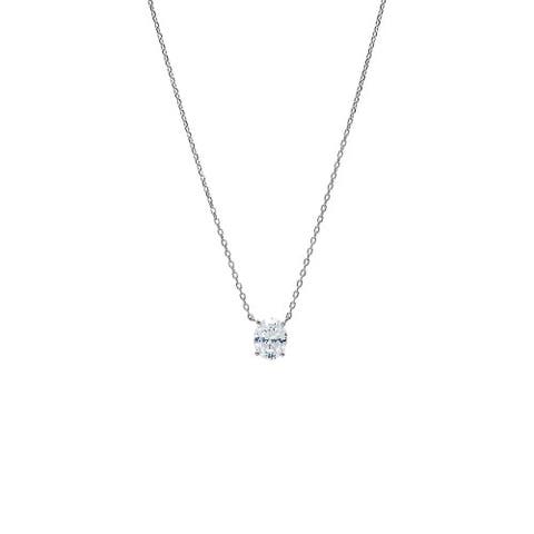 Oval Solitaire CZ Necklace