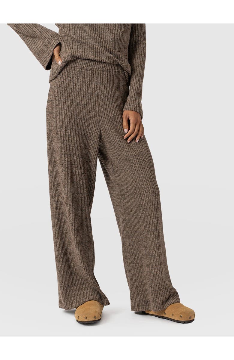 Saint + Sofia Victory Rib Wide Leg Pant, Alternate, color, Beige