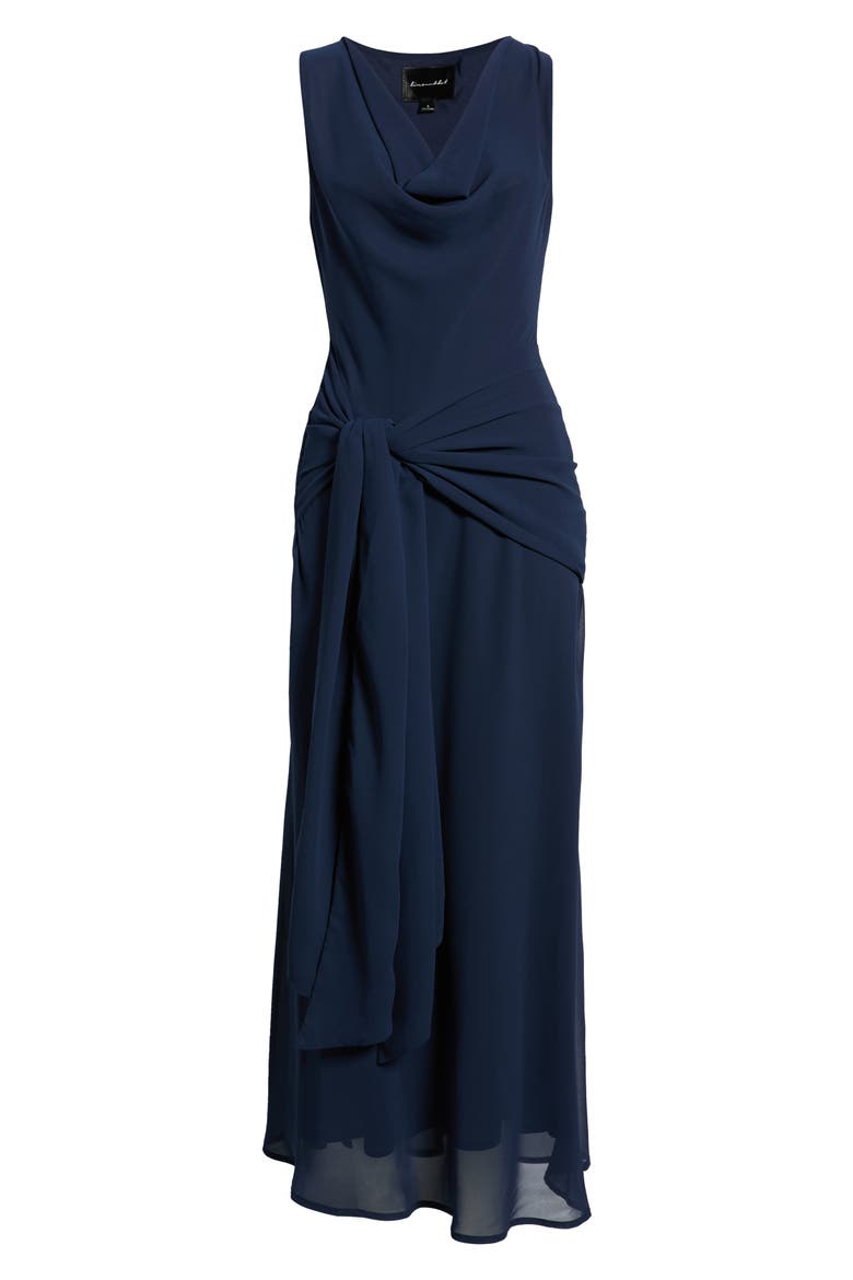Oriane Front Tie Maxi Dress, Alternate, color, NAVY