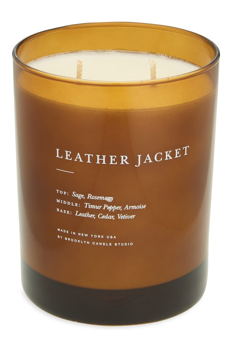 Leather Jacket Two-Wick Candle, Main, color, NO COLOR