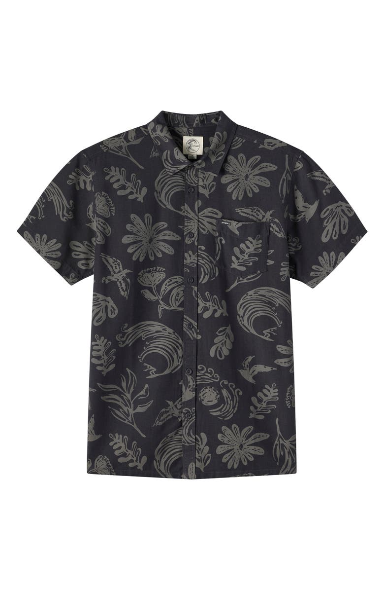 O'Neill O'Riginals Eco Print Standard Fit Short Sleeve Button-Up Shirt, Alternate, color, Phantom