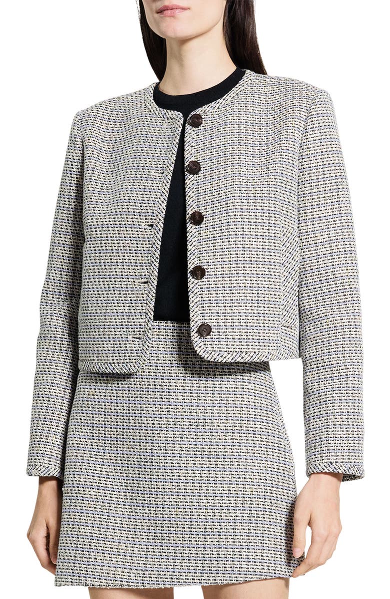 Theory Stripe Crop Jacket, Main, color, Lavender Multi