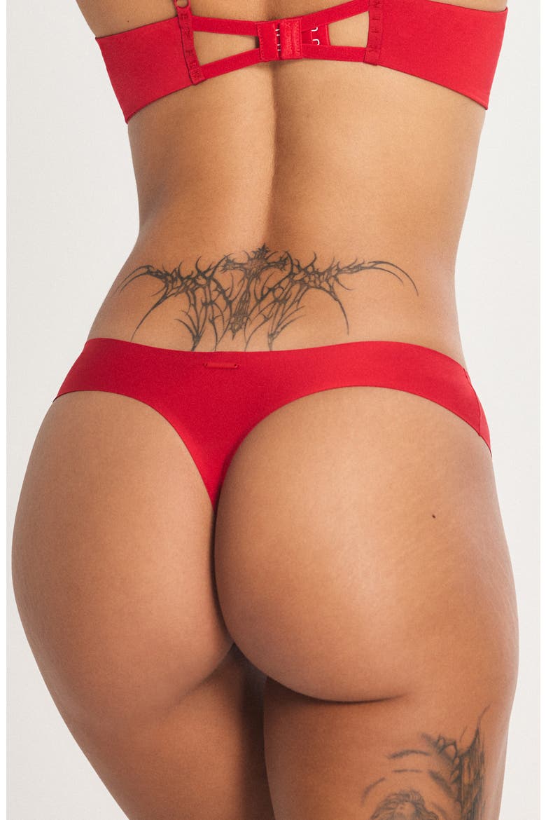 Microfiber Rhinestone Thong, Alternate, color, TIMELESS RED