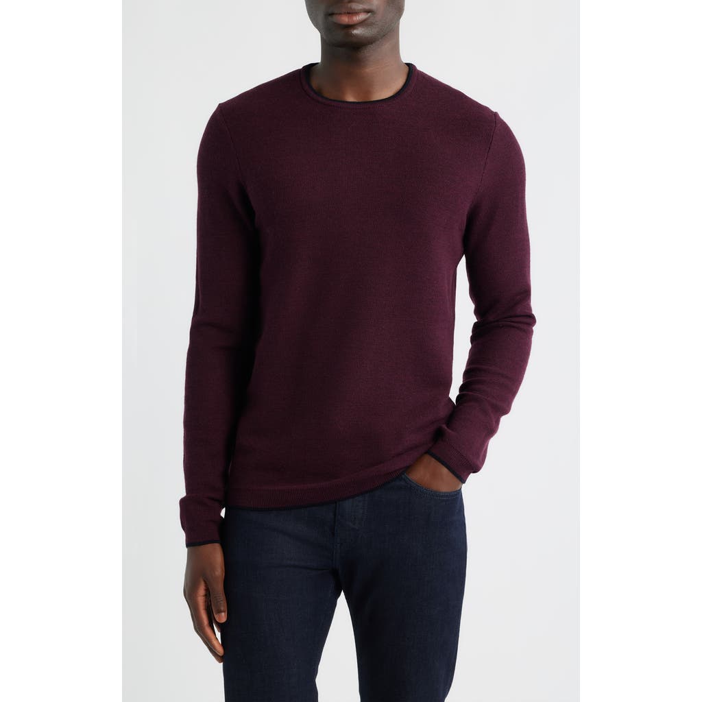Jack Victor Belvedere Tipped Merino Wool Sweater In Burgundy