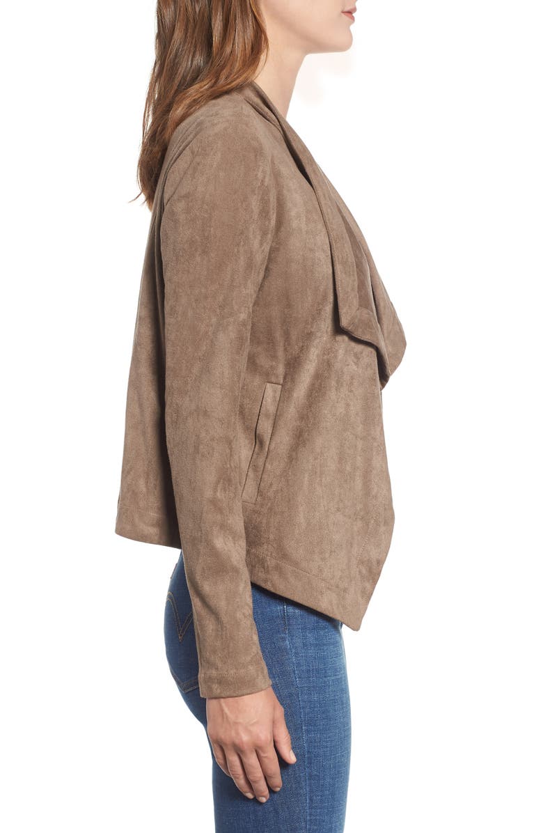 BB Dakota by Steve Madden BB Dakota Nanette Faux Suede Drape Front Jacket, Alternate, color, 