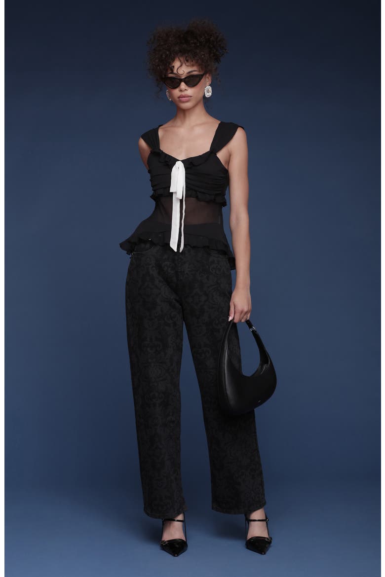 Ruffle Sheer Tank, Alternate, color, BLACK