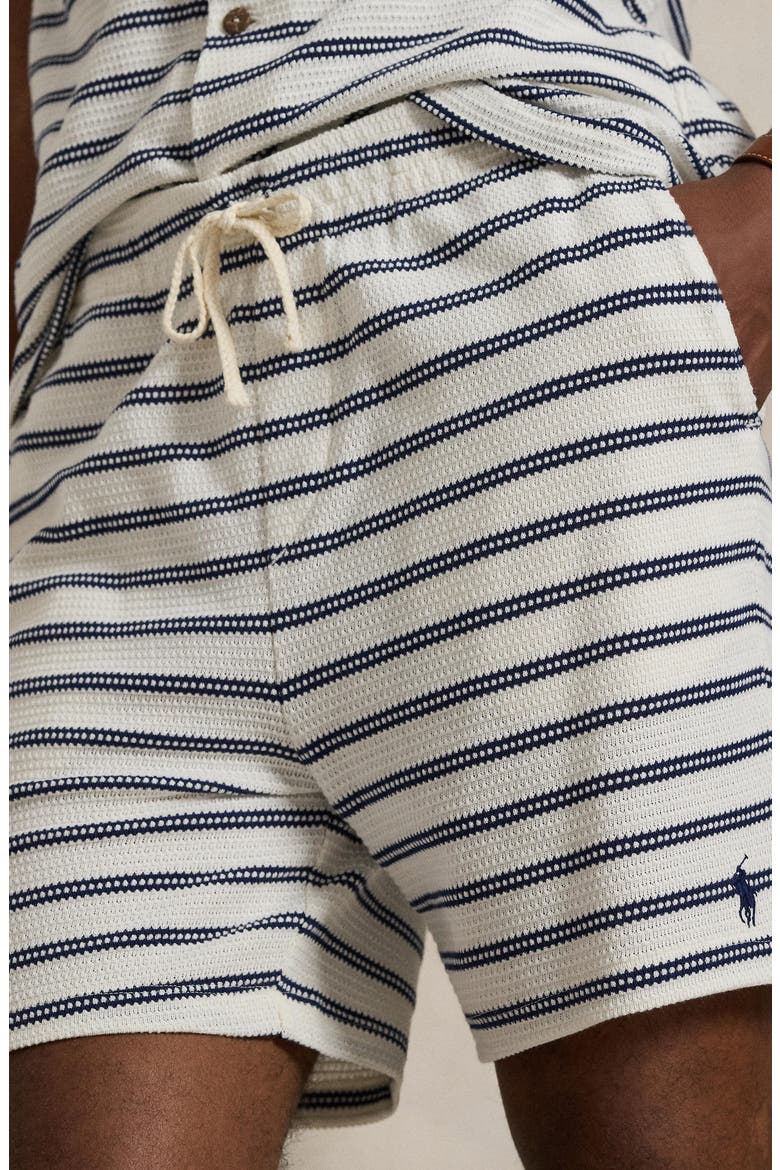 Pointelle Rib 6-Inch Shorts, Alternate, color, PALE CREAM/ NEWPORT NAVY