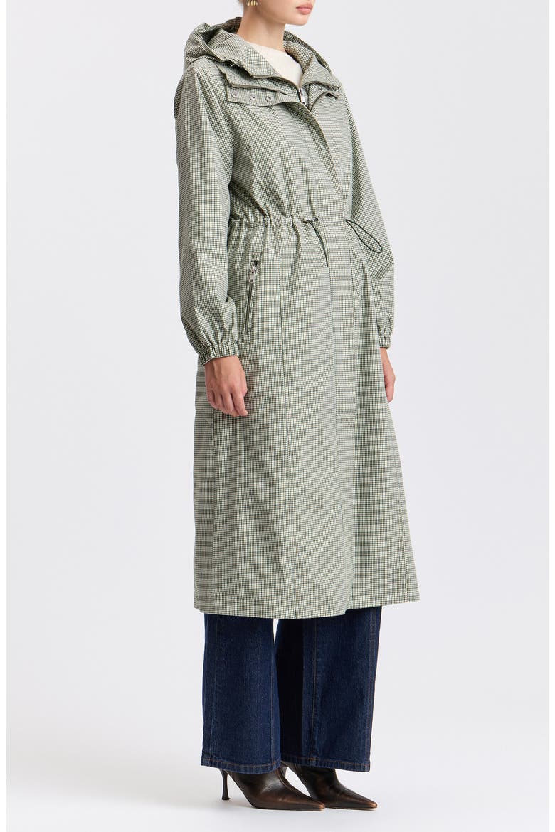 Water Resistant Drawstring Anorak, Alternate, color, OLIVE MINI CHECK