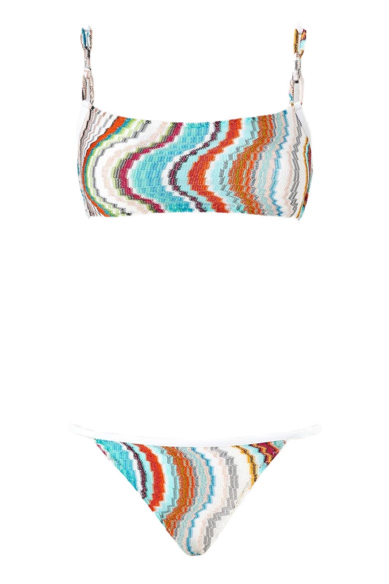 Bandeau Bikini With Lamé Wave Motif, Alternate, color, Multicoloured