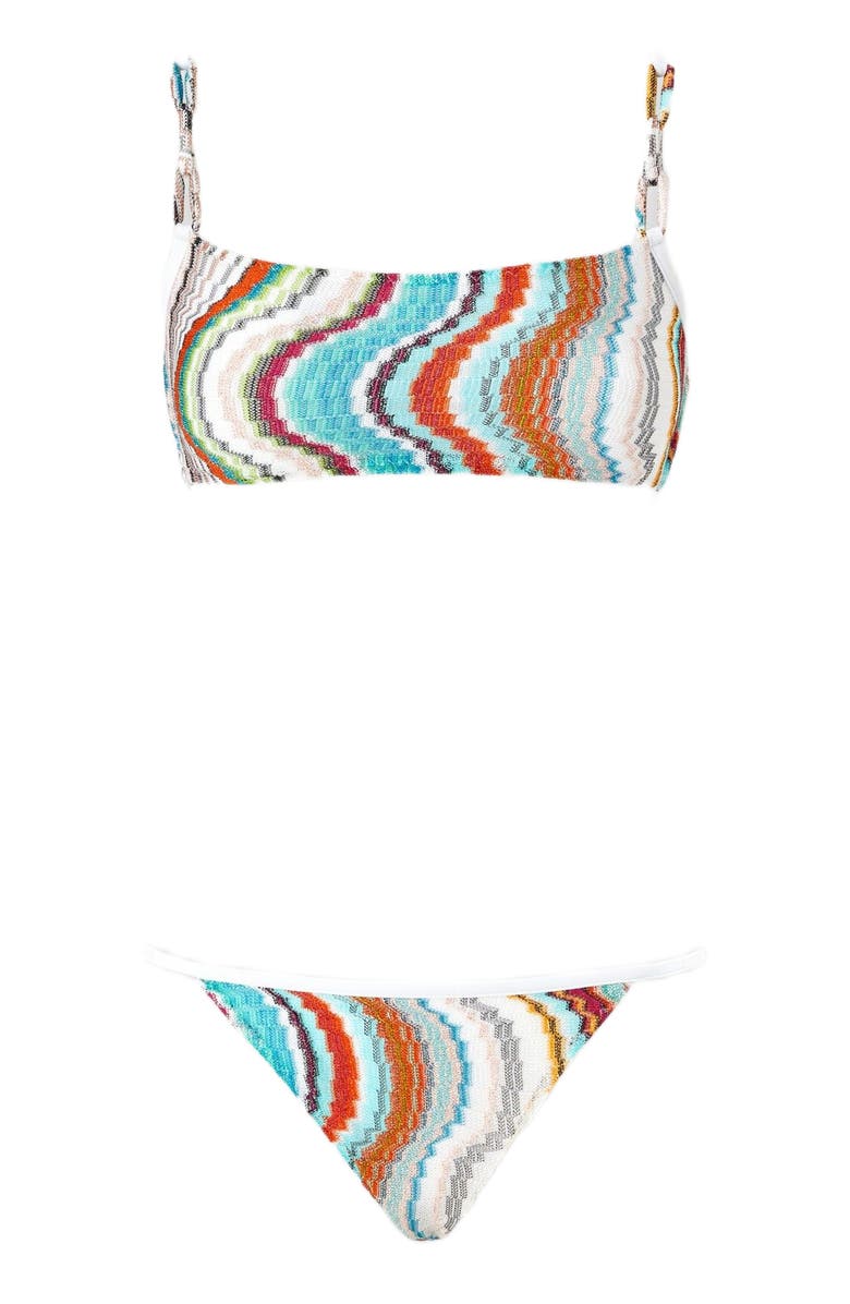 Missoni Bandeau Bikini With Lamé Wave Motif, Alternate, color, Multicoloured