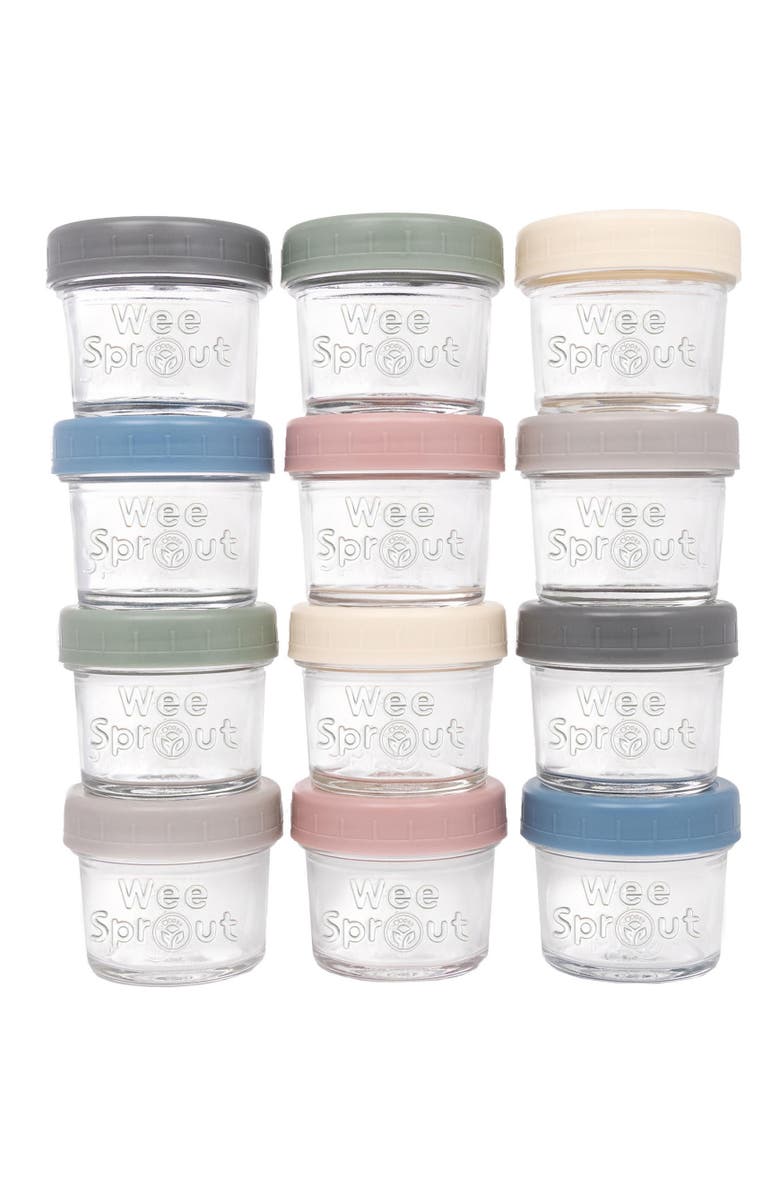 WeeSprout Glass Baby Food Storage Jars w/ Lids, Main, color, Matte Variety