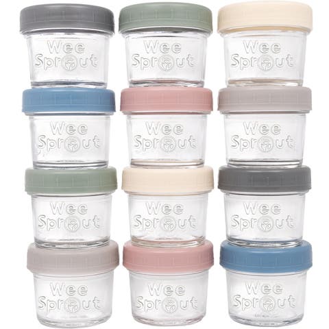 Glass Baby Food Storage Jars w/ Lids (4 oz/8 oz)