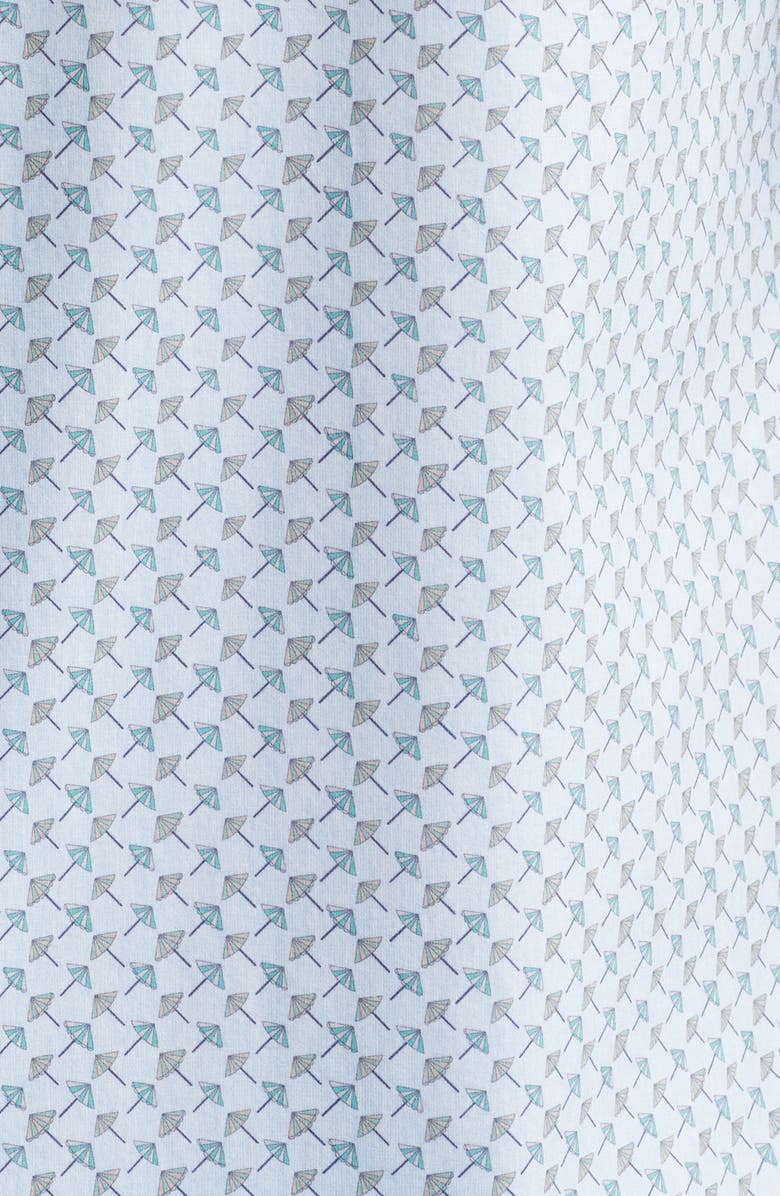 Bugatchi Miles OoohCotton<sup>®</sup> Beach Umbrella Print Short Sleeve Button-Up Shirt, Alternate, color, Menthol