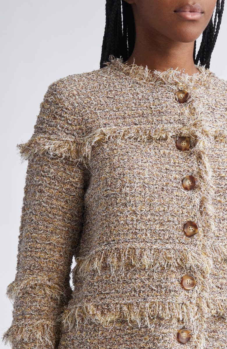 Ulla Johnson Gita Fringe Detail Metallic Tweed Jacket, Alternate, color, Helios