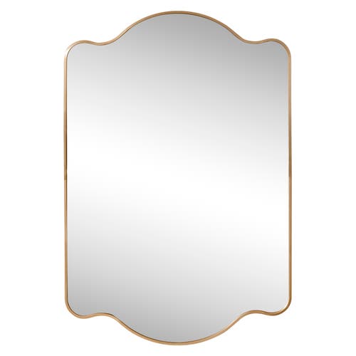 Jonathan Y Louisa Medium Scalloped Rectangular Metal Framed Wall Mirror In Gold