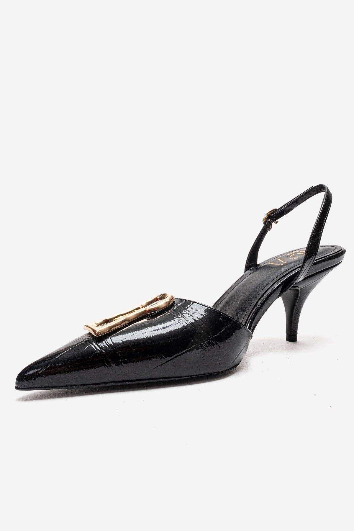 Prologue Shoes Yvella Buckle Pointed Toe Stiletto Pump, Alternate, color, Black Print