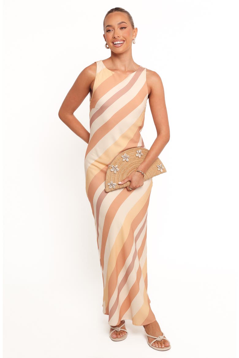 Flavia Stripe Maxi Slipdress, Alternate, color, BROWN STRIPE