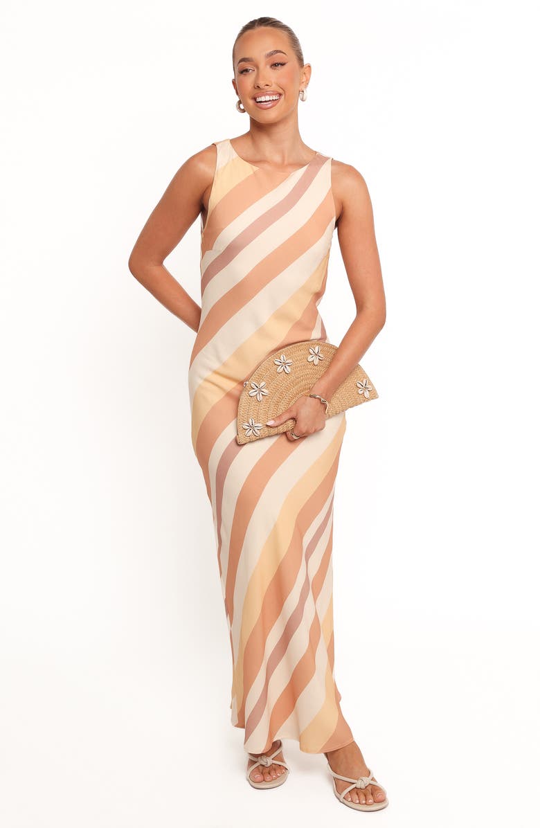 Petal & Pup Flavia Stripe Maxi Slipdress, Alternate, color, Brown Stripe