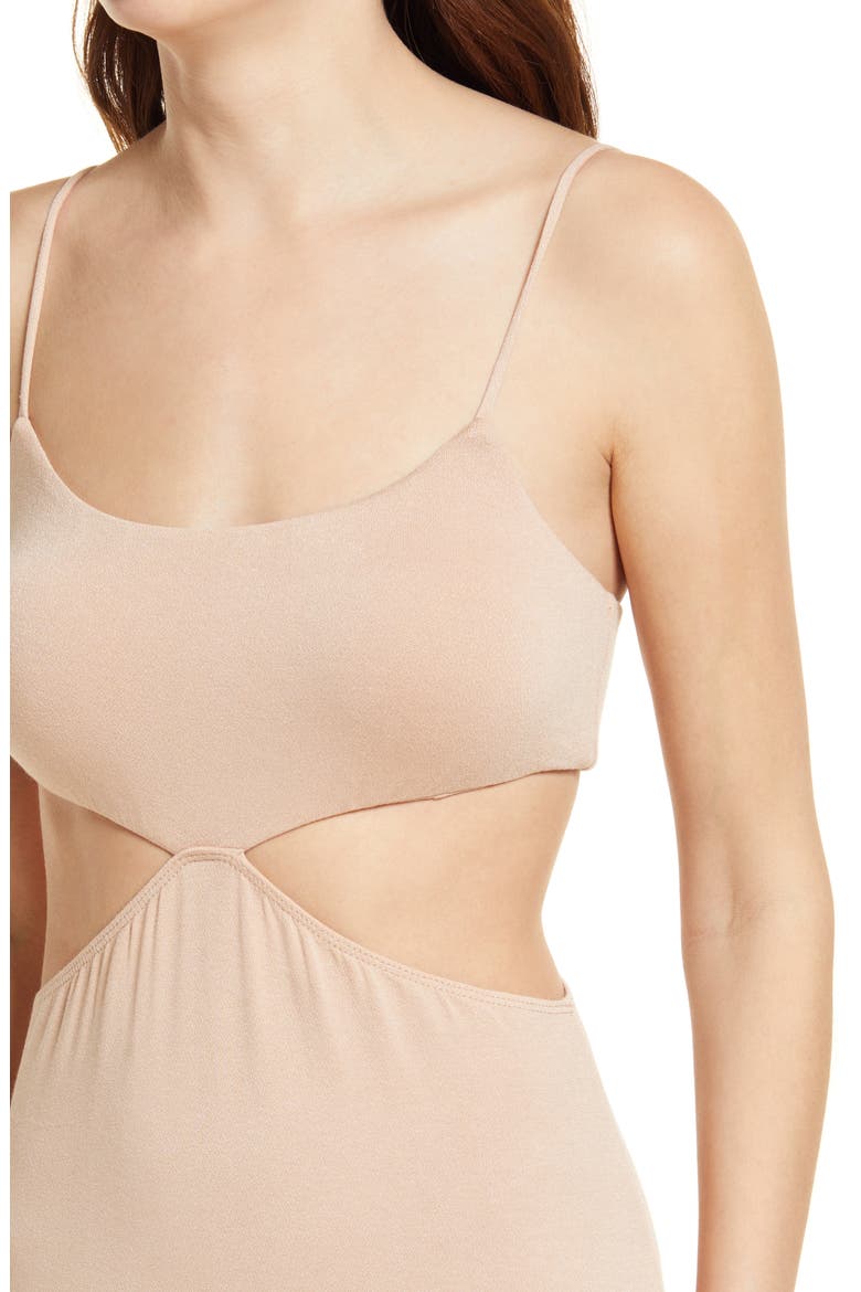 free-est Piper Sleeveless Cutout Midi Dress, Alternate, color, NATURAL DK