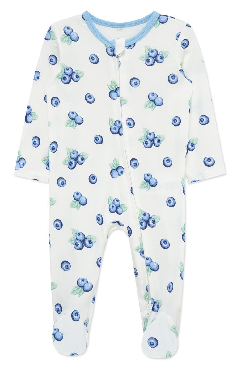 Little Me Blueberries Footie, Main, color, White/ Blue