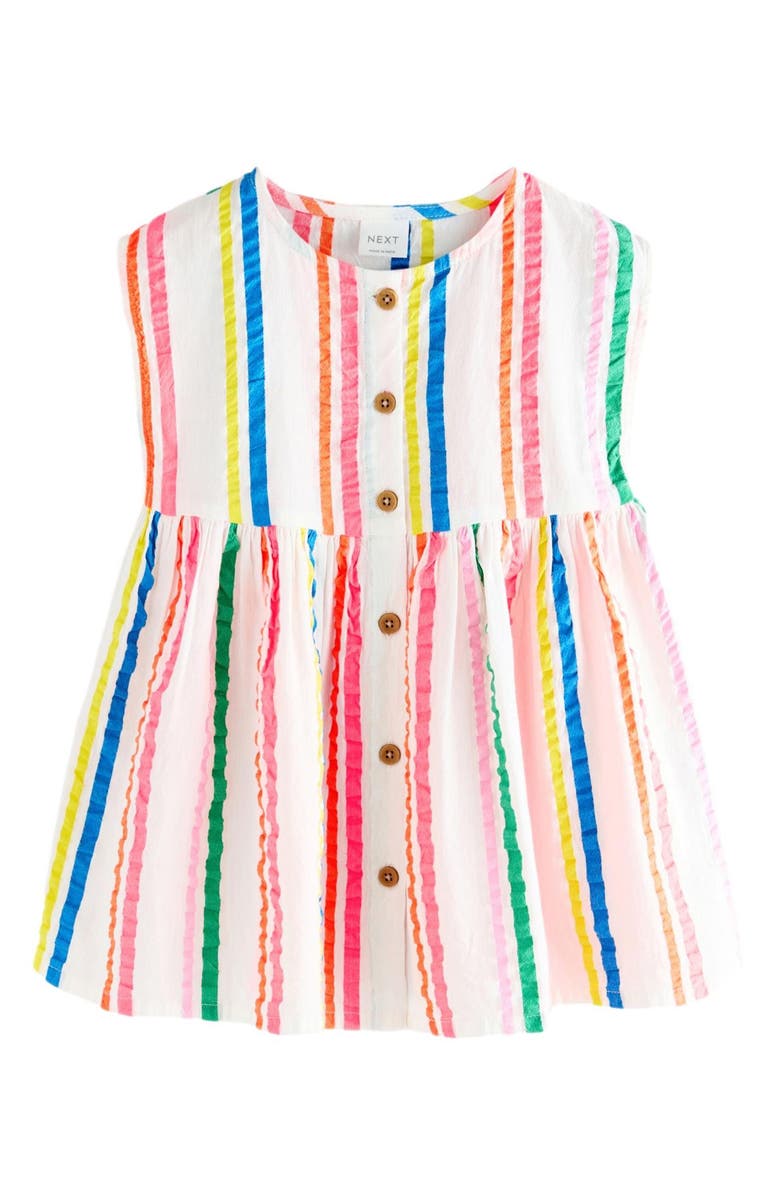 NEXT Kids' Rainbow Stripe Cotton Seersucker Sleeveless Shirtdress, Main, color, 