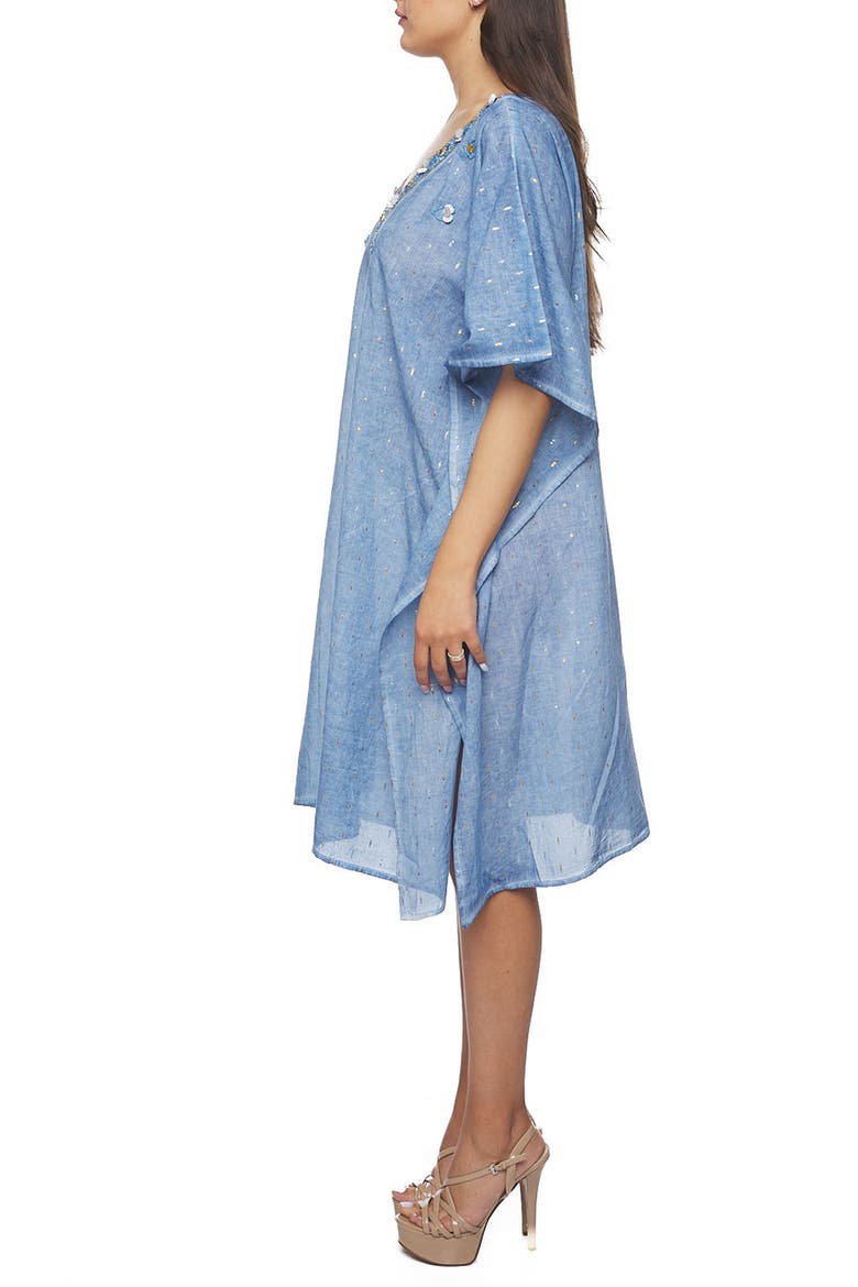 Beaded Cotton Poncho, Alternate, color, BLUE