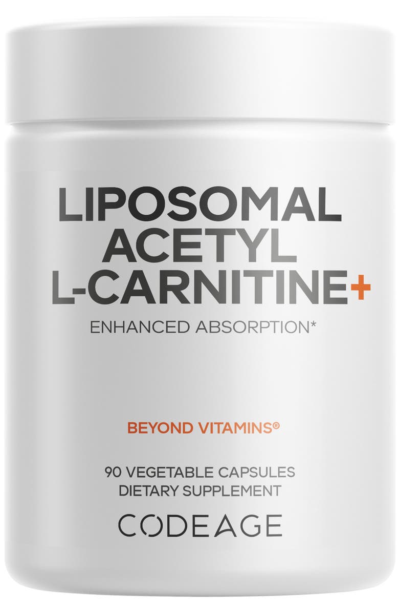 Codeage Liposomal Acetyl-L-Carnitine 500mg Supplement, Main, color, White