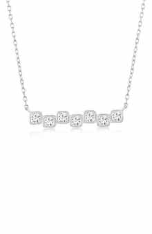 SIMONA Square Cubic Zirconia Bar Pendant Necklace