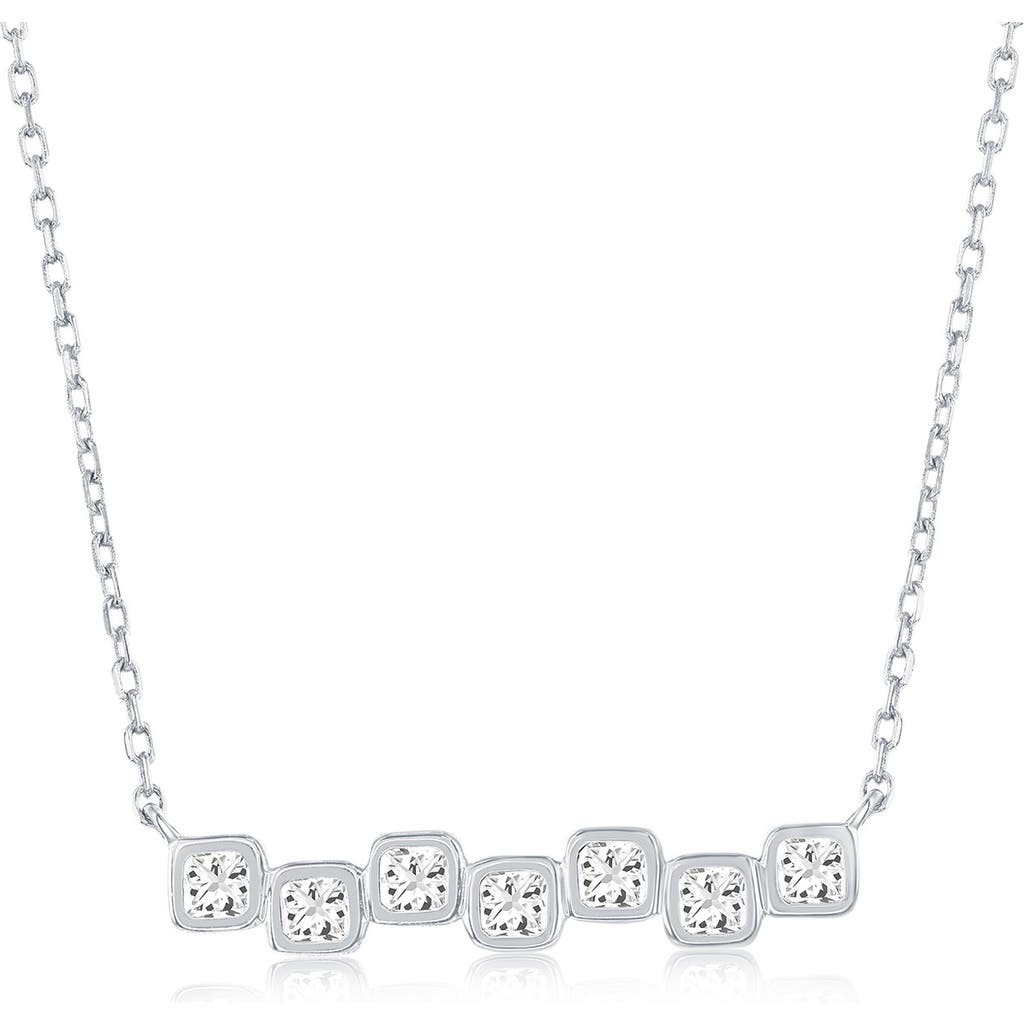 Simona Square Cubic Zirconia Bar Pendant Necklace