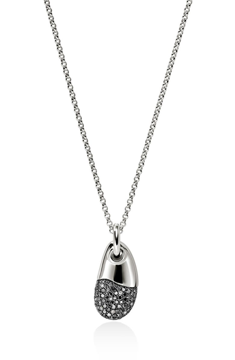 John Hardy Pebble Necklace, Sterling Silver, Black Sand Diamond Pavé, Main, color, 