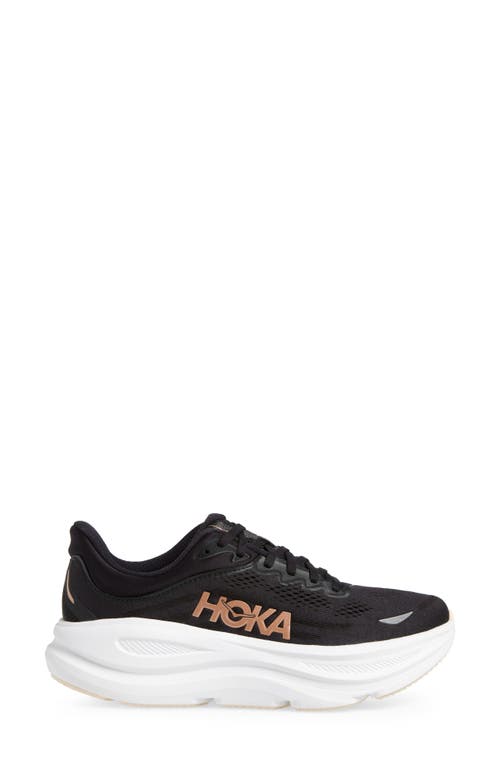 Hoka Bondi 9 Running Shoe In Black/rose Gold