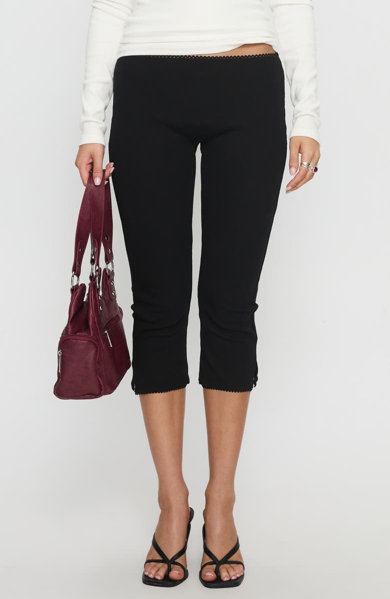 Princess Polly Baseline Rib Capri Pants, Main, color, Black