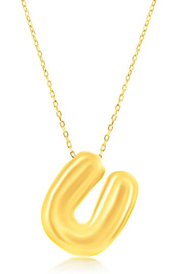Simona Bubble Initial Pendant Necklace In Gold