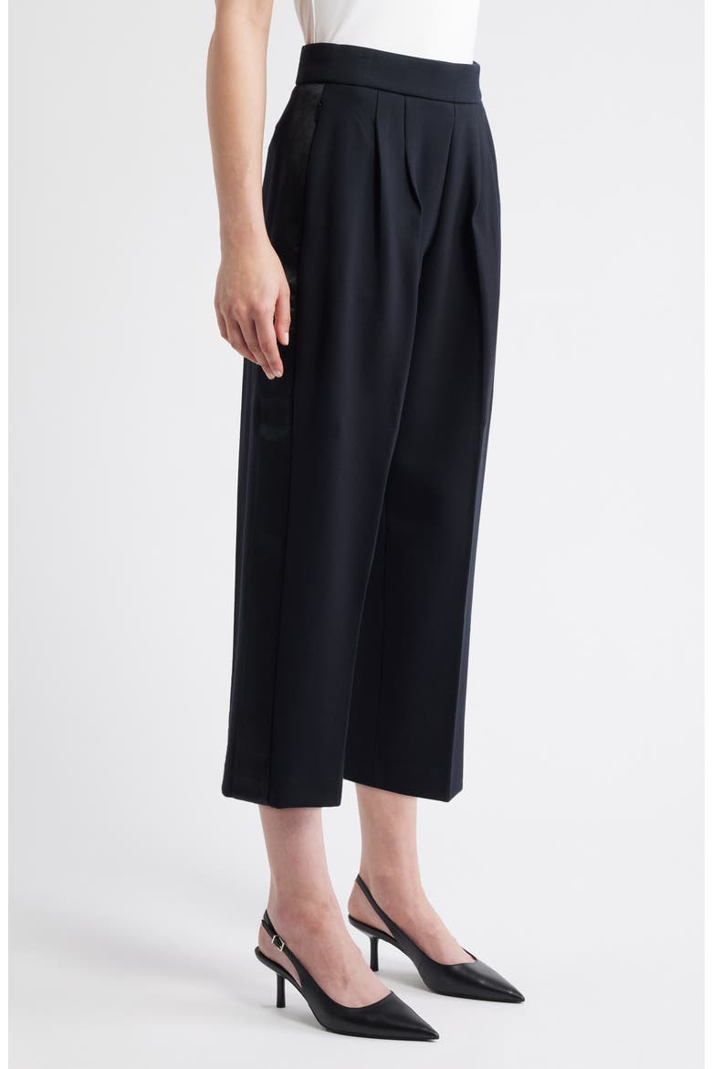 Ponte Knit Pleated Tuxedo Pants, Alternate, color, CLASSIC BLACK