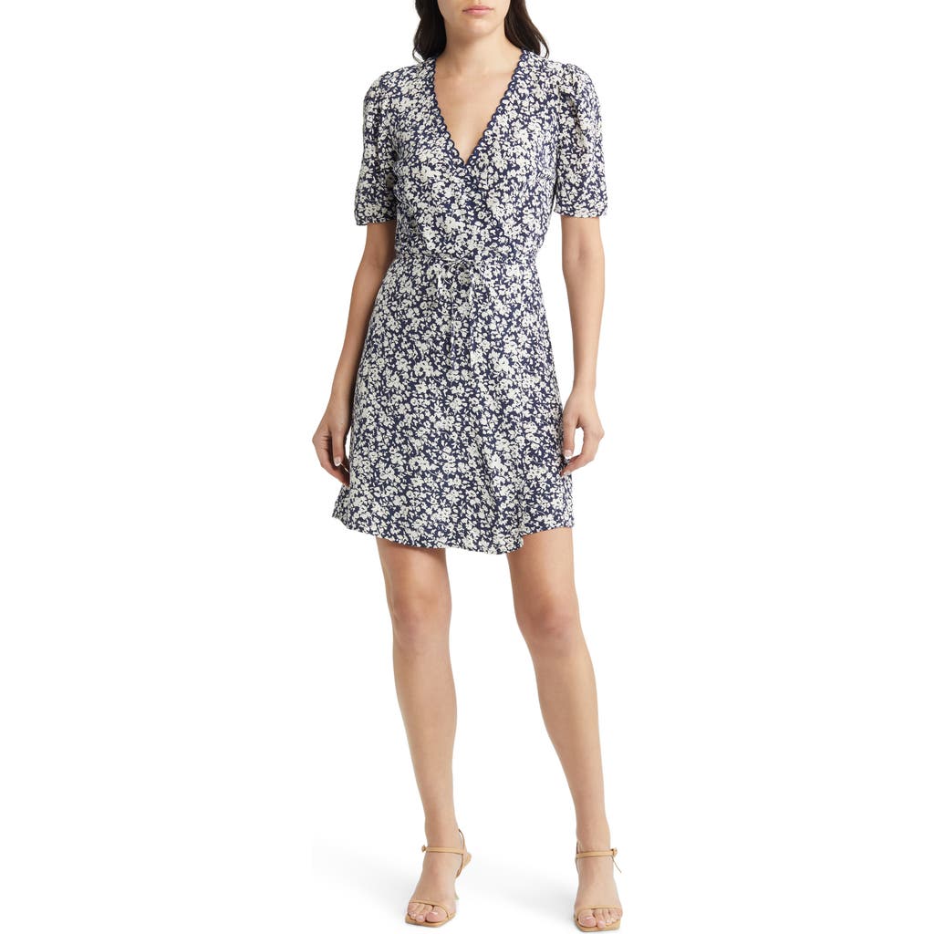 & Other Stories Floral Print Linen Wrap Minidress In Multi