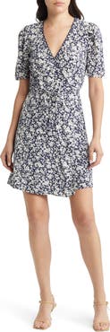 & Other Stories Floral Print Linen Wrap Minidress