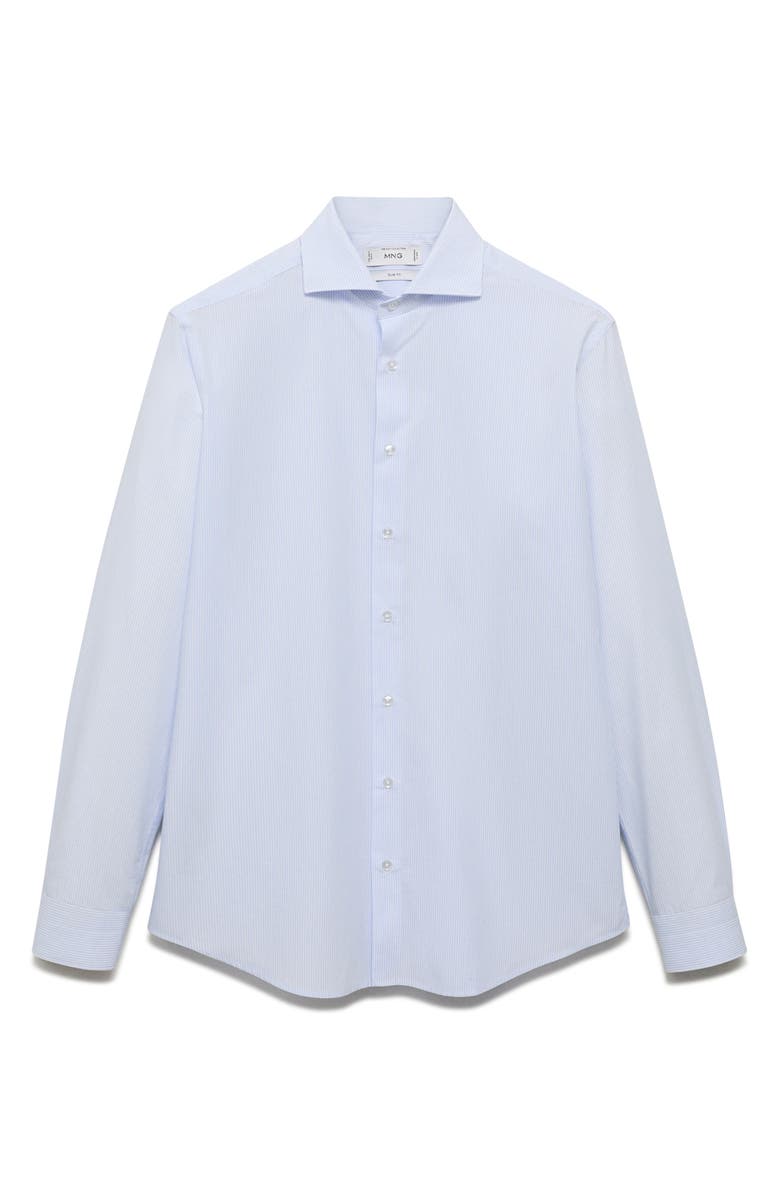 MANGO Thousand Stripe Slim Fit Button Down Shirt, Alternate, color, Blue