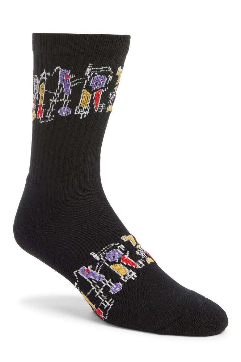 Abstract Crew Socks, Main, color, BLACK