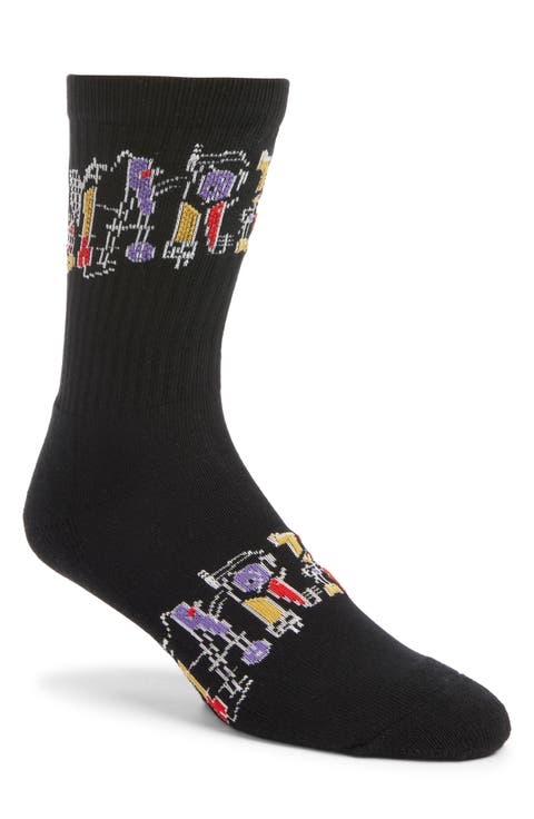 Abstract Crew Socks