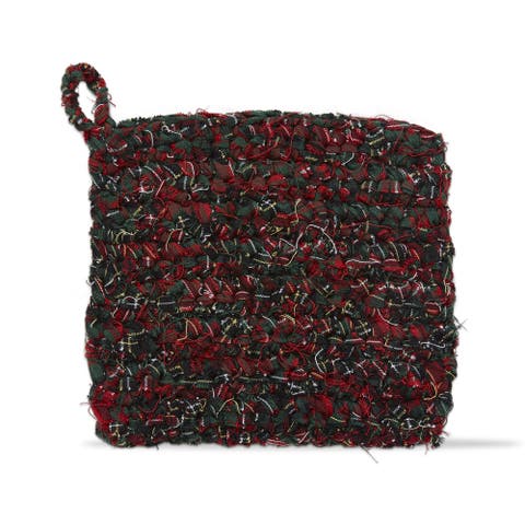 Chindi Crochet Plaid Potholder Trivet