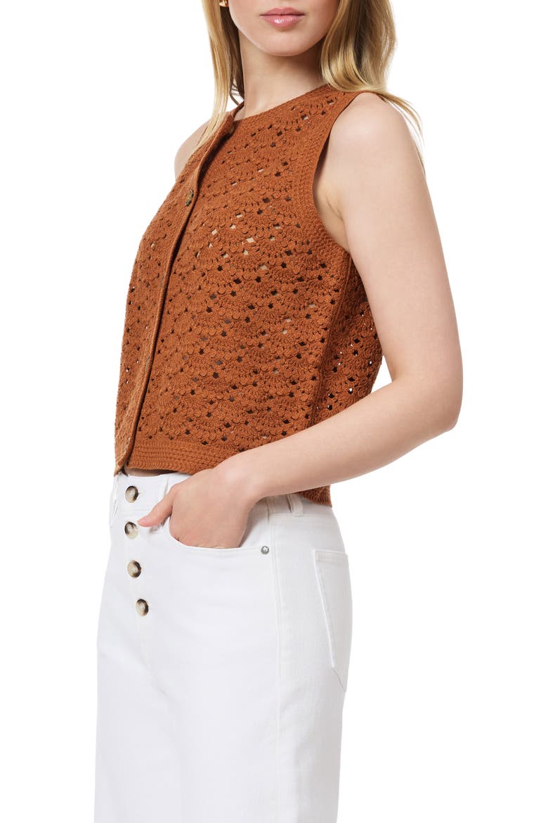 Openwork Sweater Vest, Alternate, color, ROASTED PECAN