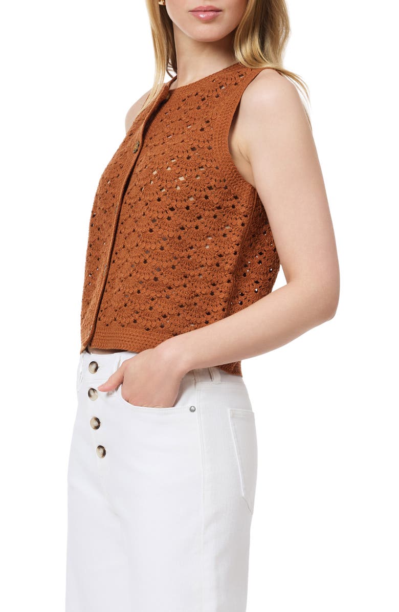 Scotch & Soda Openwork Sweater Vest, Alternate, color, Roasted Pecan
