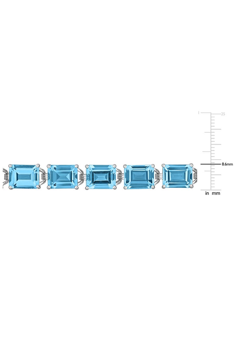 Emerald-Cut Sky Blue Topaz Tennis Bracelet, Alternate, color, BLUE