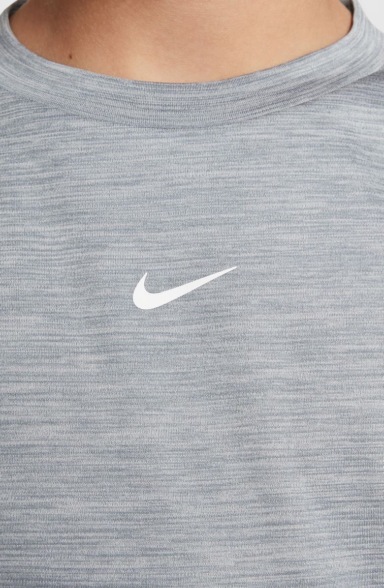 Nike Kids' Heathered Dri-FIT Swoosh Graphic T-Shirt, Alternate, color, Smoke Grey/ Photon Dust/ White