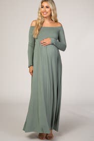 PinkBlush Off Shoulder Long Sleeve Maxi Dress