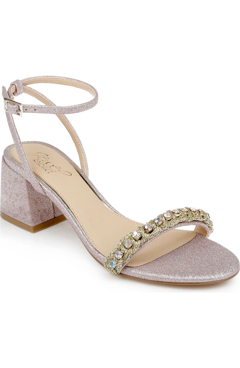 Jewel Badgley Mischka Odonna Embellished Ankle Strap Sandal, Main, color, Pale Pink