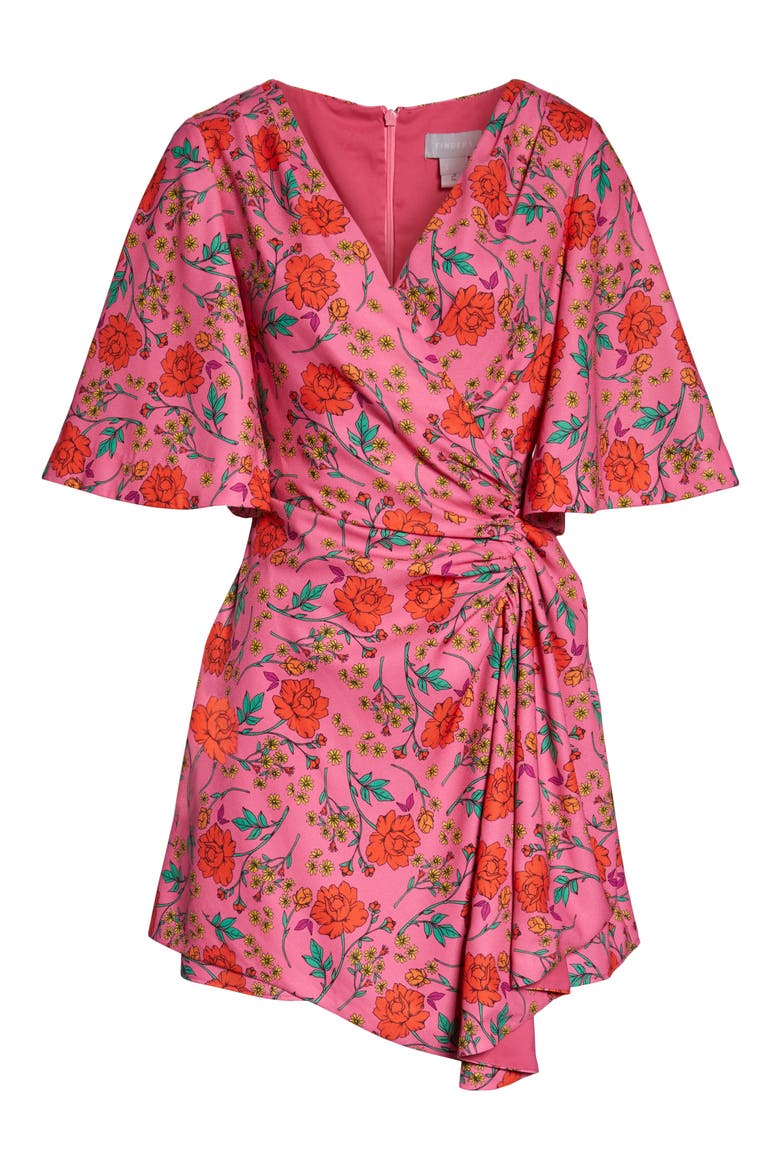 Hana Floral Side Ruched Minidress, Alternate, color, FUCHSIA FLORAL