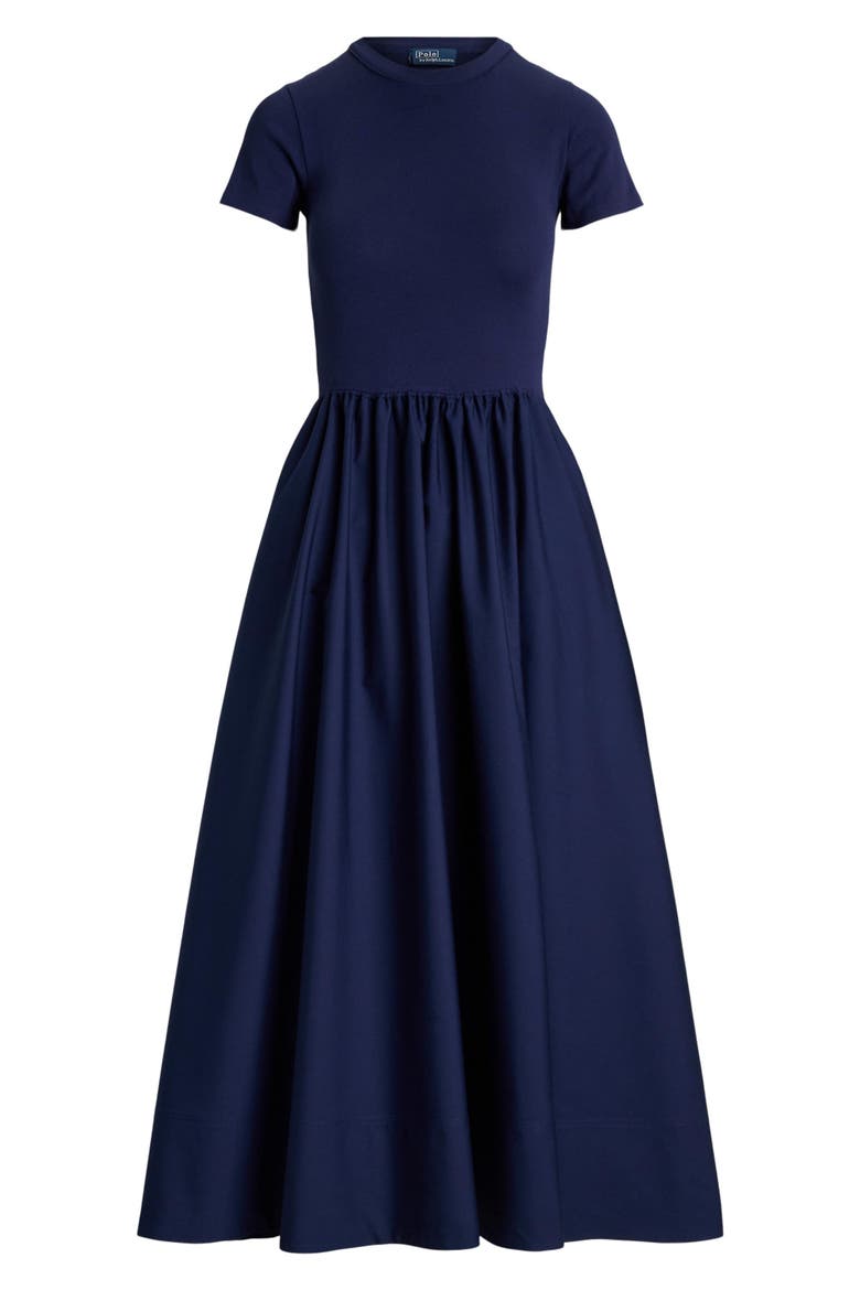 Short Sleeve Cotton Midi Dress, Alternate, color, NAVY